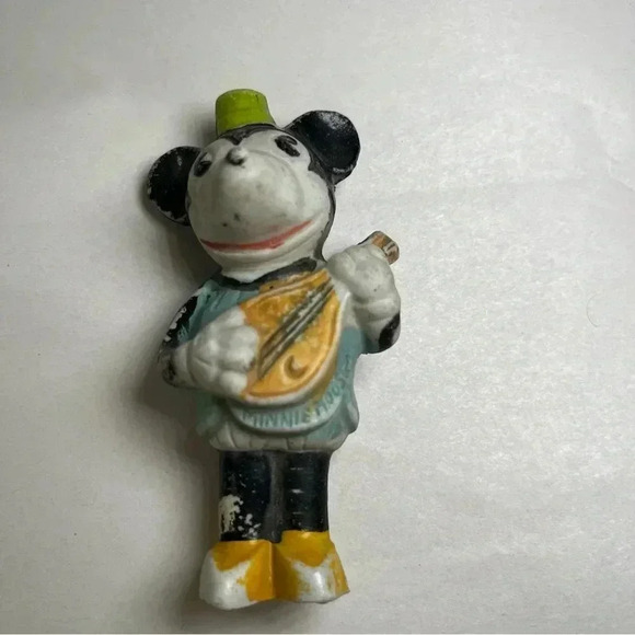 Vintage 1930s Minnie Mouse Bisque Musical Figurine Made in Japan Blue C69 - Picture 8 of 10